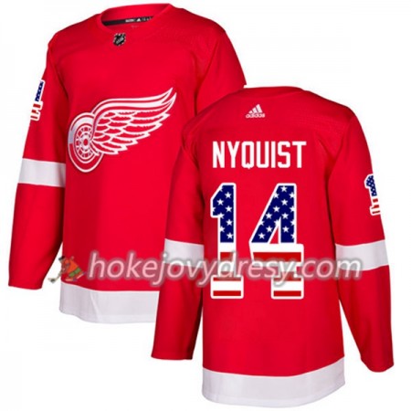 Pánské Hokejový Dres Detroit Red Wings Gustav Nyquist 14 2017-2018 USA Flag Fashion Černá Adidas Authentic